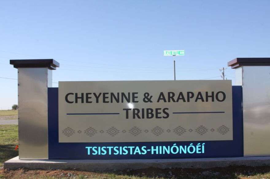 A sign for the Cheyenne and Arapaho Tribes.
