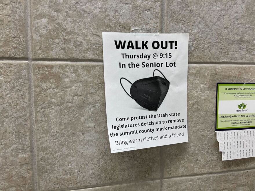 A sign in a Park City High School bathroom gives details on the planned protest.