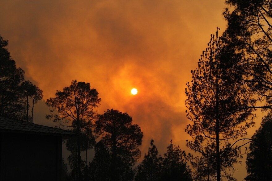Smoky skies with orange glow