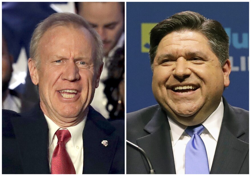 Bruce Rauner (left) and JB Pritzker (right)