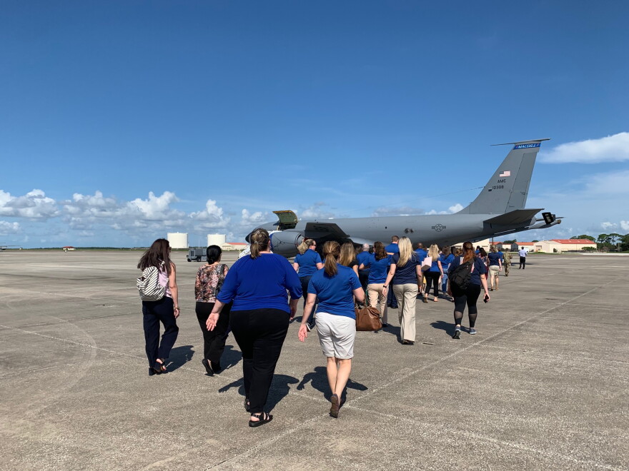In addition to learning about resources available for students struggling while their parents are deployed, teachers got a tour of a KC-135, one of the planes that operates at MacDill.