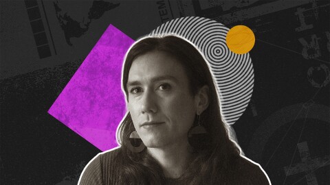 Isle McElroy with a purple square and circles around them.