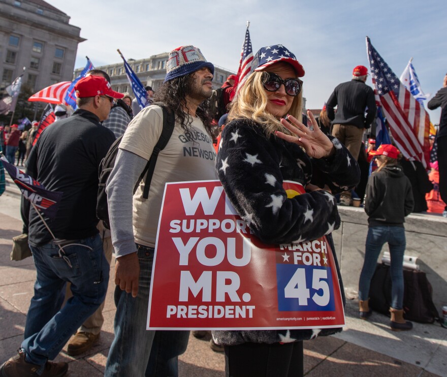 The demonstrations unfolded peacefully for most of the day.