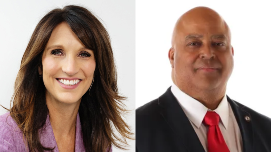 Indiana House District 34 candidates from left to right: Democrat Sara Gullion and Republican Richard Ivy.