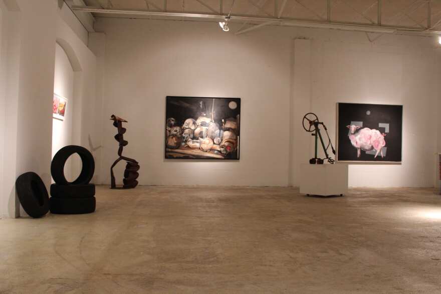 Old tires not only populate Jansen's paintings and sculptural work; they also routinely decorate his galleries and exhibitions.