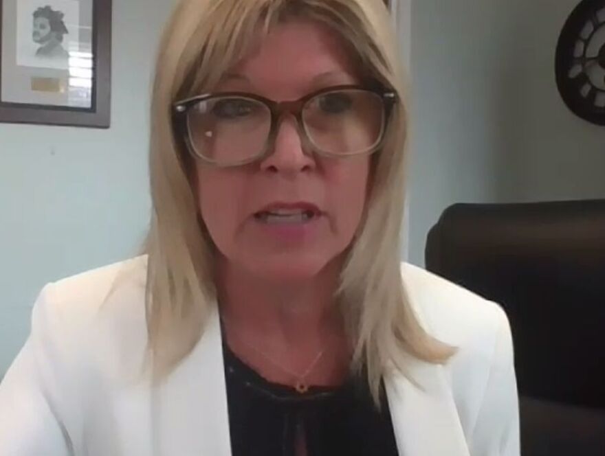 Greece School Supt. Kathleen Graupman during a Zoom video briefing with reporters on Monday.