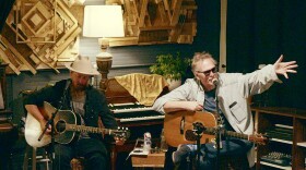 Lew Card, left & Roger Alan Wade, right in The Woodshop.
