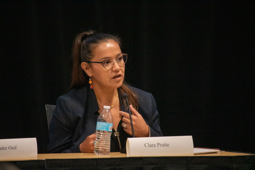Clara Pratte speaks at KJZZ's The Future of Navajo Coal Country panel in Tempe on Aug. 3, 2026.