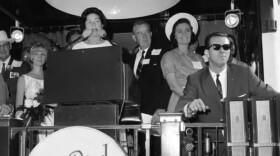 1964 Lady Bird Johnson and supporters on the Lady Bird Special train.