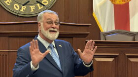 Senate President Ben Albritton talks to reporters following the 2026 session Sine Die on March 13, 2026.