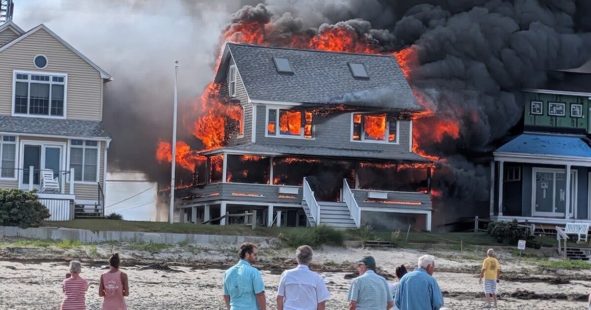 Wells beachfront home collapses after catching fire Sunday