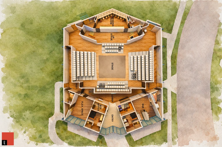 A rendering of the floor plan of the new Sarasota Players at Payne Park Auditorium, which is expected to open next year.