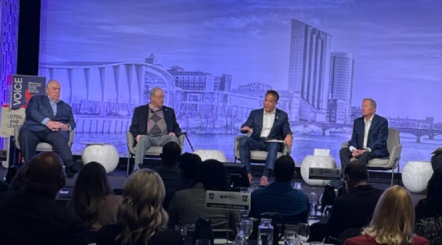 Former Governor John Engler, a Republican;. former Lt. Gov. John Cherry, a Democrat; former U.S. Congressman Mike Bishop, a Republican: and former Governor Jim Blanchard, a Democrat