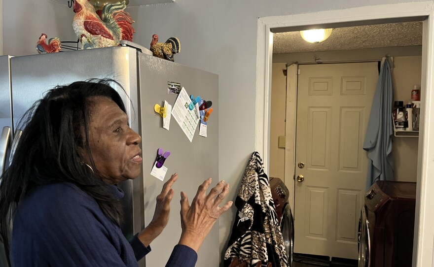 Frankie Davis talks about planned repair work to her home on Virginia Street on April 4, 2024. Davis, 83, is one of 21 homeowners to receive free home repairs as part of