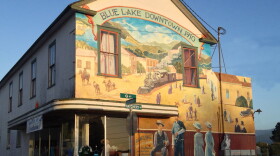 A mural on a building in downtown Blue Lake, California captures the historic feel of the tiny town in Humboldt County.