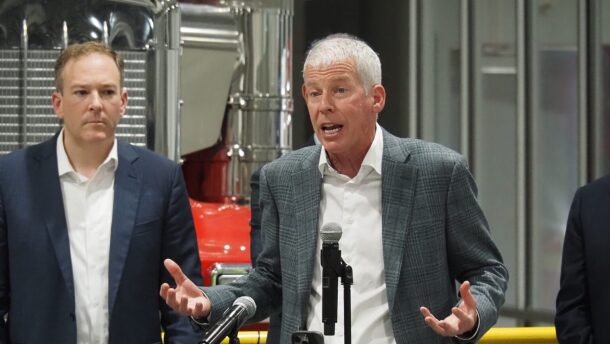 U.S. Energy Secretary Chris Wright weighs in on federal environmental deregulation plans during an event at an Indianapolis truck dealership on Tuesday, July 29, 2025.