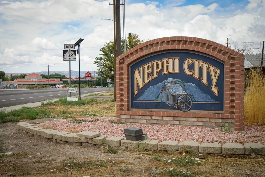 The Nephi City sign on Utah State Route 132 leading into town, Aug. 14, 2022.
