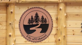 The Cohasset city seal on the Cohasset City Council bench on July 28, 2025.