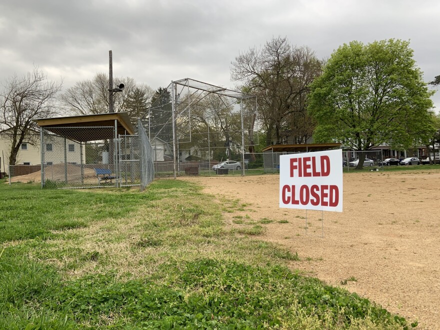 A baseball field in Glenside, Pa., remains closed amid the coronavirus pandemic.