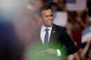 Ohio Republican gubernatorial candidate Vivek Ramaswamy speaks during a midterm election rally, Saturday, Oct. 3, 2026, in Vandalia, Ohio. 