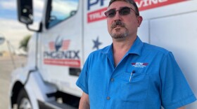 Tim Kernstein, with the Phoenix Truck Driving Institute, says the truck driver shortage is creating a greater demand for workers. As a result, wages are up for new drivers. (Peter O'Dowd/Here & Now)