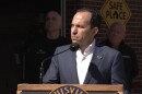 Louisville Mayor Craig Greenberg answering a question at a weekly press briefing on May 6, 2025
