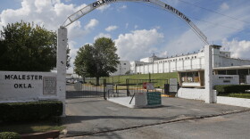 The entrance to the Oklahoma State Penitentiary is pictured in McAlester, Okla, Thursday, Oct. 9, 2014