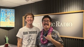 From left to right: HPRʻs Kevin Allen and state poet laureate Lee Tonouchi.