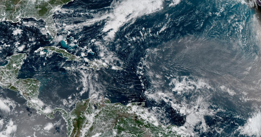 Satellite image across the Atlantic, Caribbean and Gulf on Sept. 9, 2026. 