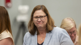U.S. Rep. Julie Johnson, D-Farmers Branch, after testifying during a legislative redistricting committee hearing at the University of Texas at Arlington on July 28, 2025.