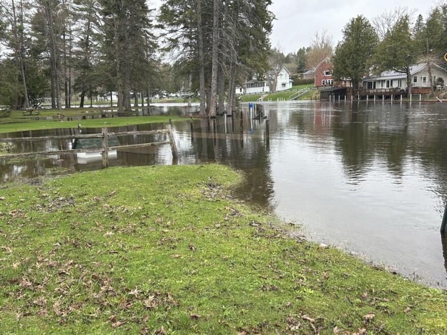 Flooding covering decks in Tuscora Township on April 28, 2026.