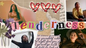 A graphic that depicts a photos of Satya, Dani Offline, August Lee Stevens, and Bell Hooks in scrap book form.