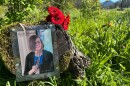 A memorial for Sharon Schuman on Amazon Trail in Eugene, April 3, 2026.