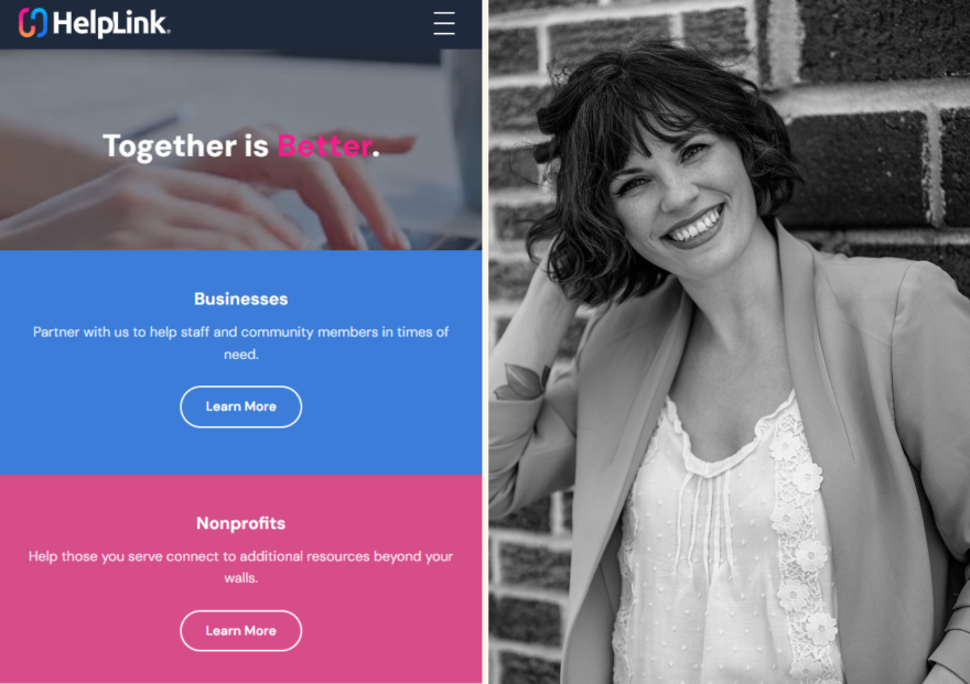 Abigail McKiernan started the "Spark in the Dark" Facebook group during a rough time in her own life. It's blossomed into HelpLink, a platform for people to help each other through financial contributions. (Images courtesy of HelpLink and Abigail McKiernan)