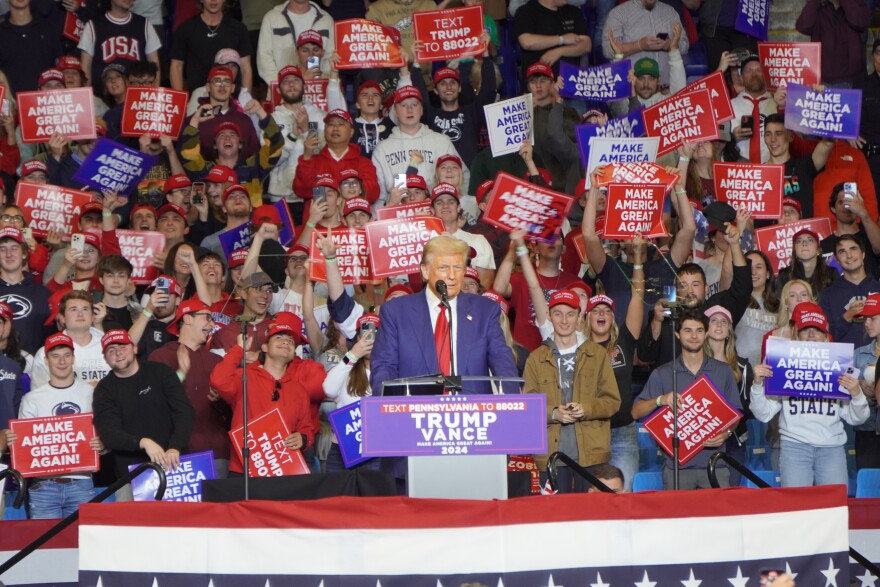 Republican nominee and former President Donald Trump spoke Saturday at Penn State’s Bryce Jordan Center in State College. Trump said if he wins, he will bring prices down and stop illegal immigrants from coming into the country.