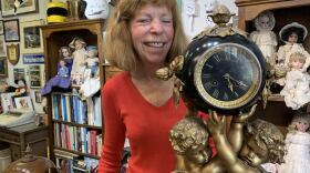 Susan Foreman, proprietor of Once Upon A Time, clock and watch shop in Cambria, California.