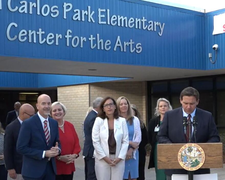 At San Carlos Park Elementary, Governor Ron DeSantis announced $2 million has been awarded to support local education foundations in six school districts hardest hit by the storm.