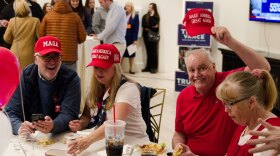 MAGA supporters at the Utah Republican Party election 2024 watch party in Draper show off their Make American Great Again hats, Nov. 5, 2024.