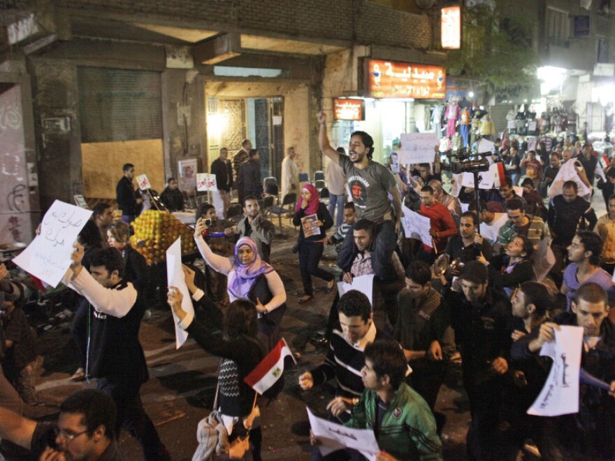 Activists march in the streets of Cairo in November.