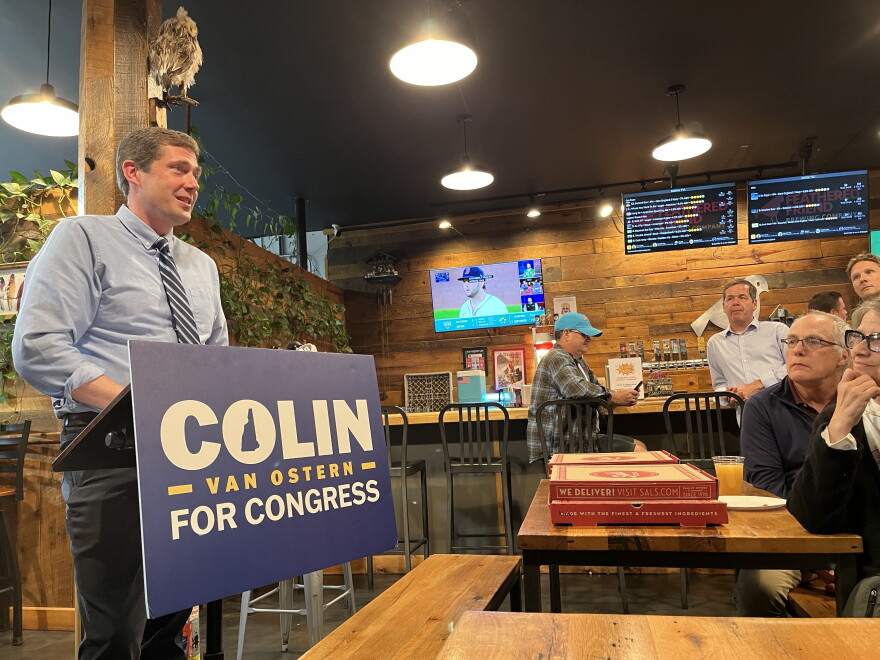 In front of supporters at Feathered Friend in Concord, Colin Van Ostern says he just called Maggie Goodlander to concede the Democratic primary in the 2nd Congressional District.