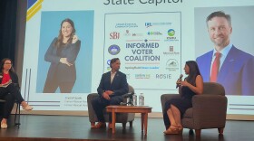 Missouri Senator Lincoln Hough and former House Minority Leader Crystal Quade take part in an Informed Voter Coalition forum June 29, 2026 at the Library Center moderated by Emily Fessler.