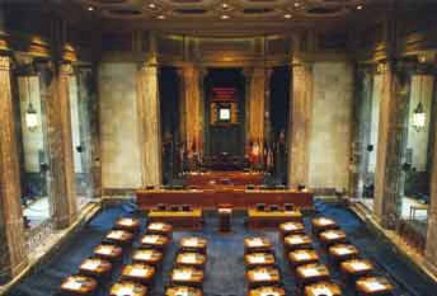  The inside of the Louisiana State Senate Chambers.