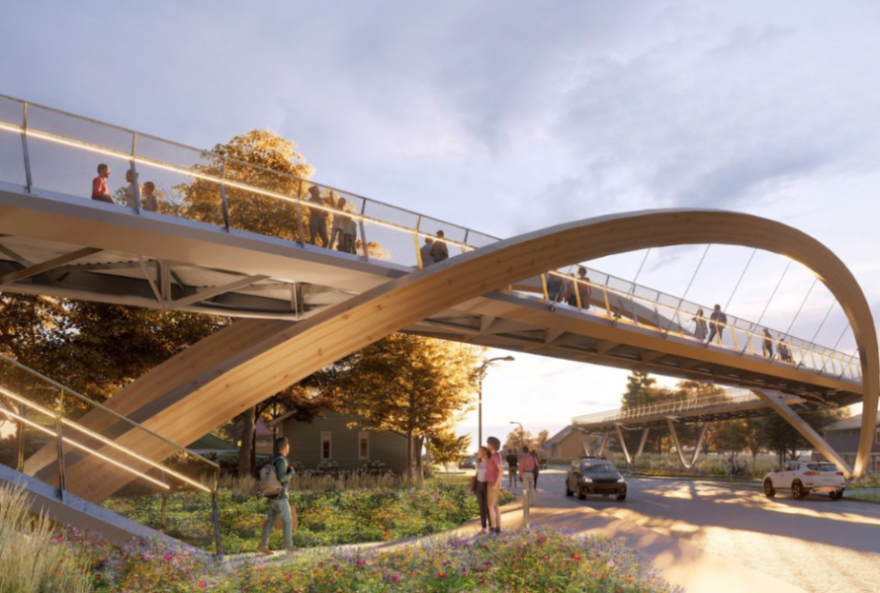Rendering of the new elevated portion of Ann Arbor's Treeline Trail.