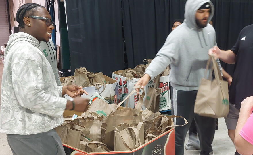 3,000 meal packs were given away at the George Gervin GameAbove Center on October 27, 2026.
