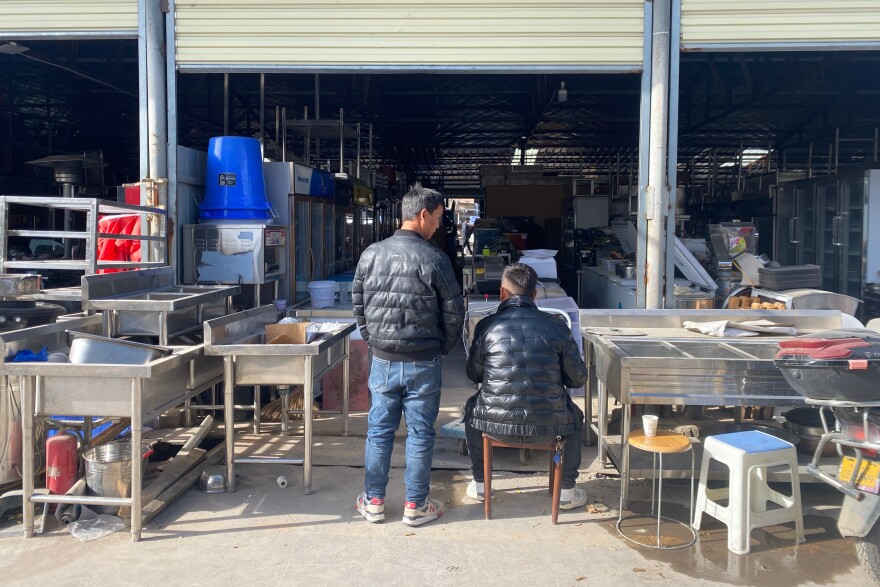 An appliance market in Xi'an, China, where Jiang has a construction equipment rental company. He says economic conditions are worse now than during the pandemic, when he started the appliance business, and he isn't selling as much as he used to.