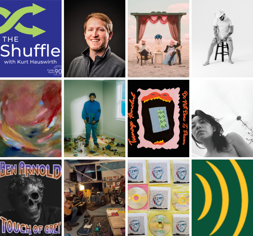 Decorative collage of album art for this week's featured artists on The Shuffle