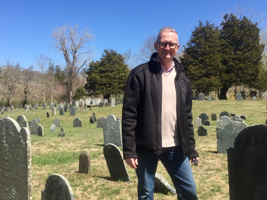 Chuck Ross discovered that his ninth great grandfather, John Freeman, enslaved a man of African descent named Hamsheir. Freeman was one of the founders of First Parish Brewster, and his grave is in the churchyard. The church has identified other enslaved people in its history as part of a reparations project, one of a number of efforts around the region looking at historical racism and taking action for change.