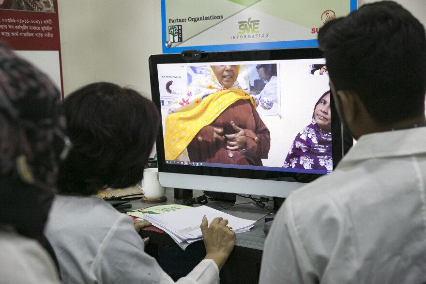 Dr. Tina Mustahid sees patients over video from her office in Dhaka, Bangladesh. She most often deals with gynecological and digestive issues, joint pain, skin diseases and fever.