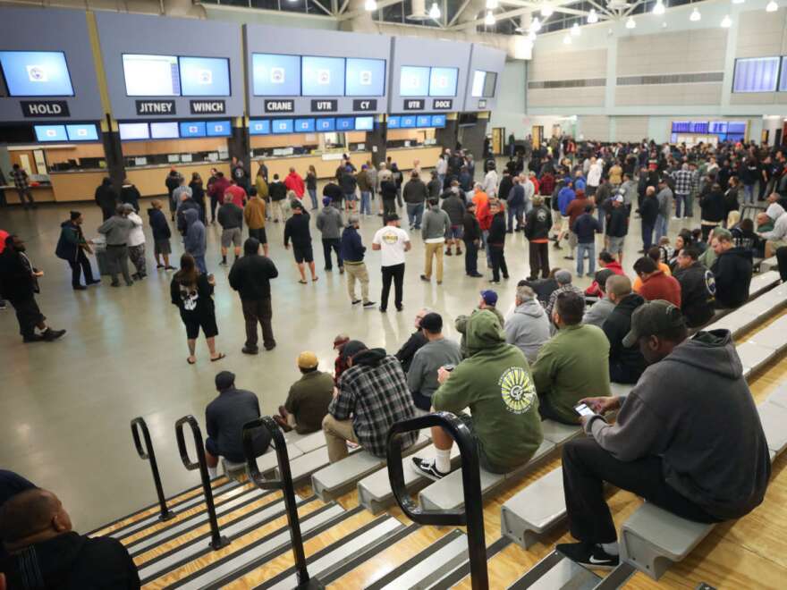 Workers say this union hall is usually packed with over 1,000 people awaiting daily jobs for Los Angeles and Long Beach ports -- but the shipments from China have been slow due to the coronavirus crisis.