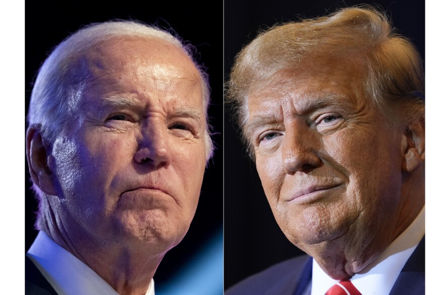 President Joe Biden, left, on Jan. 5, and Republican presidential candidate former President Donald Trump, right, on Jan. 19.